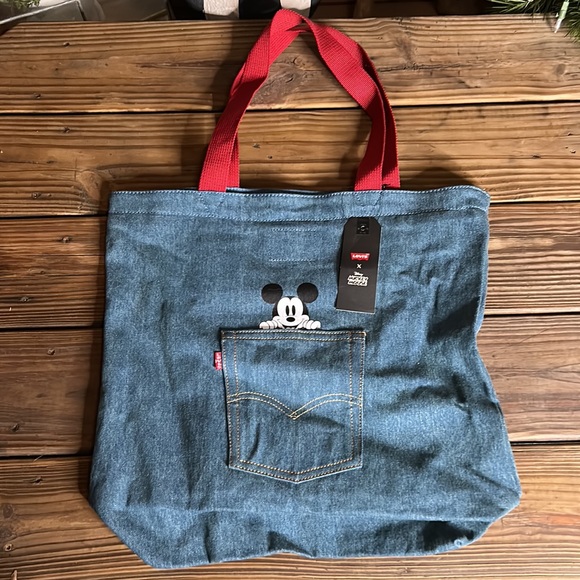 Levi’s X Disney Mickey Mouse Back Pocket Red Handled Tote Bag - Picture 3 of 15